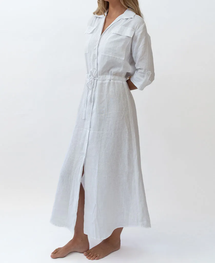 Mila Shirt Maxi | White Linen