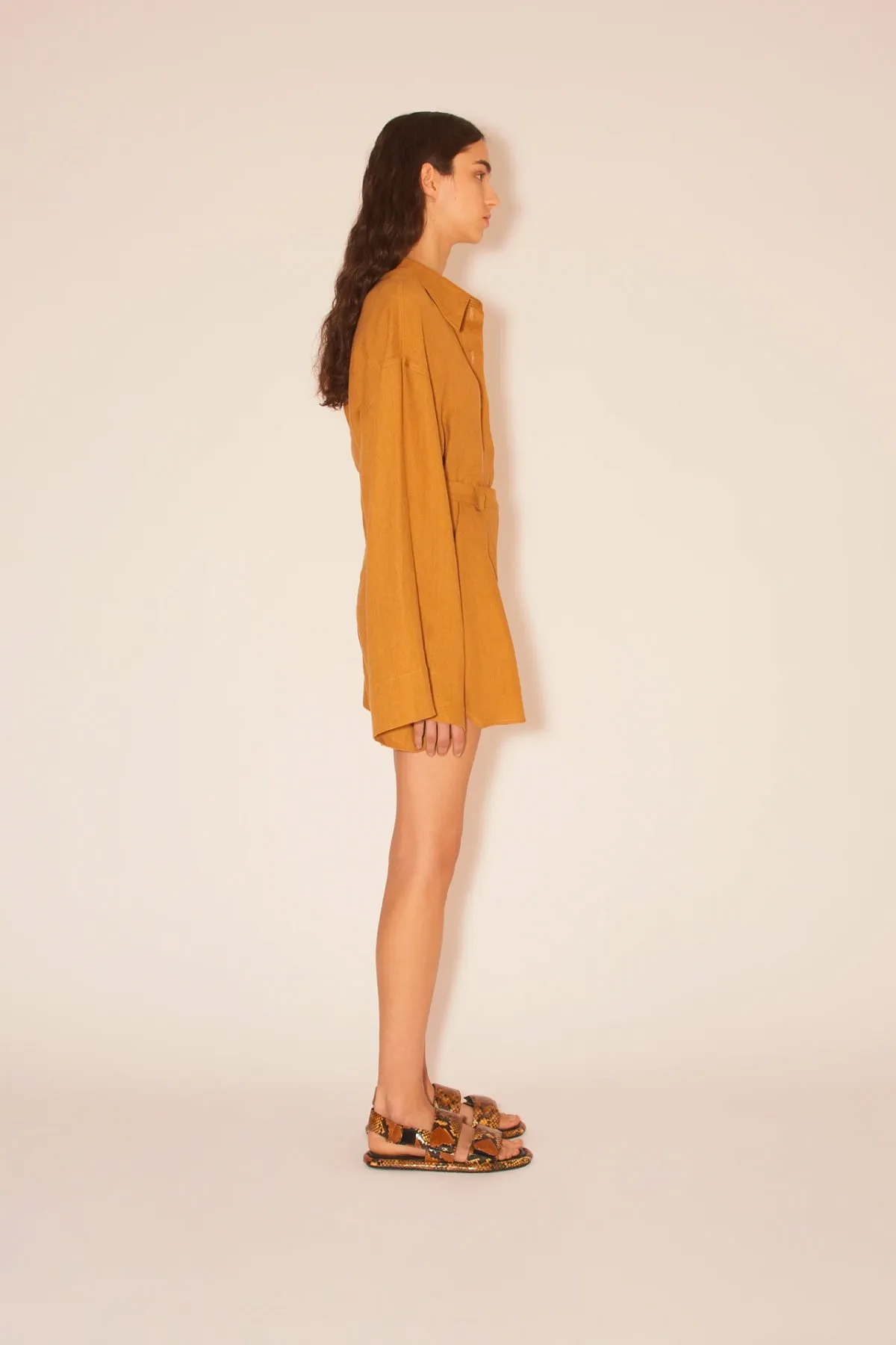 Nanushka Rima Tailored Linen Shorts - Camel