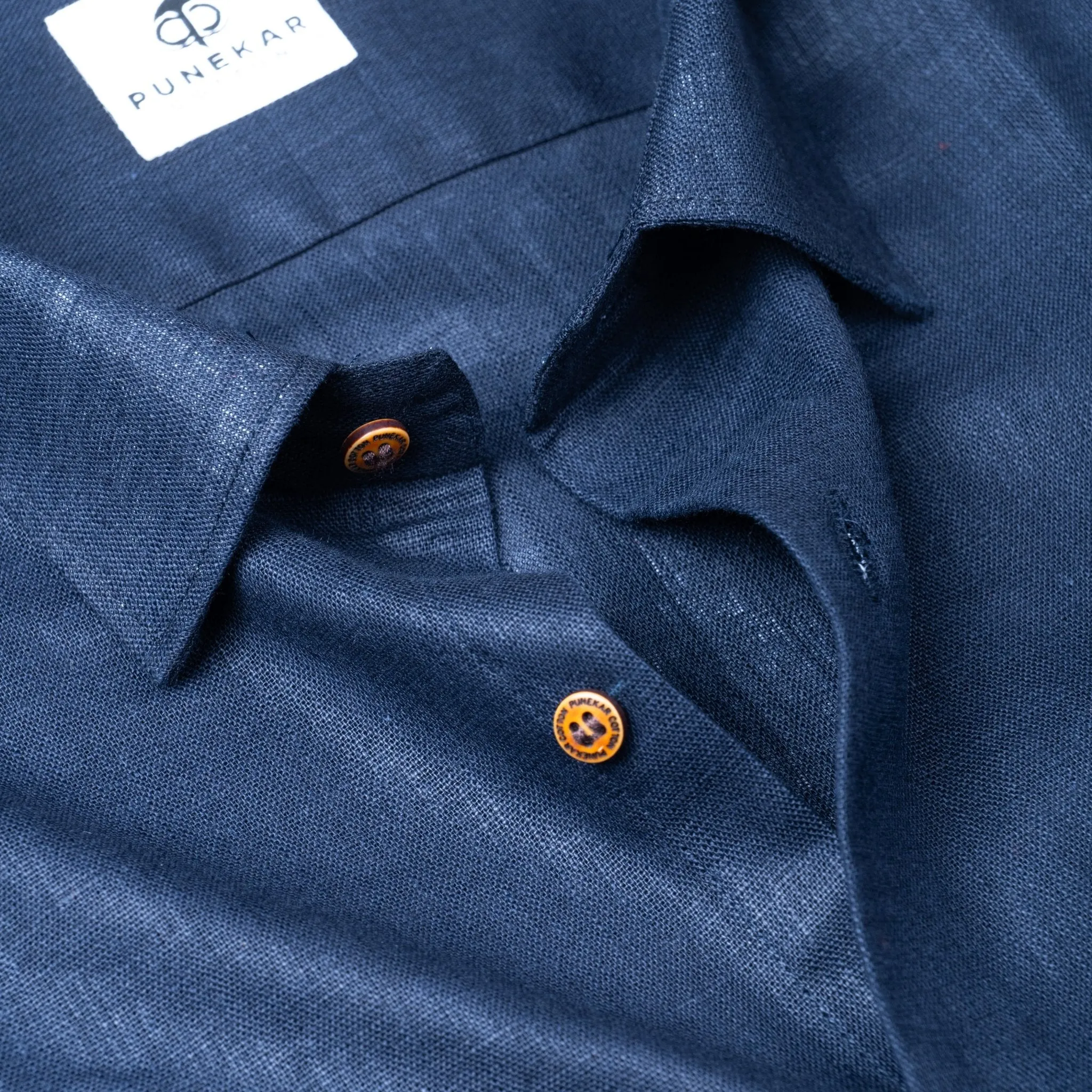 Navy Blue Color Linen Formal Shirts For Men