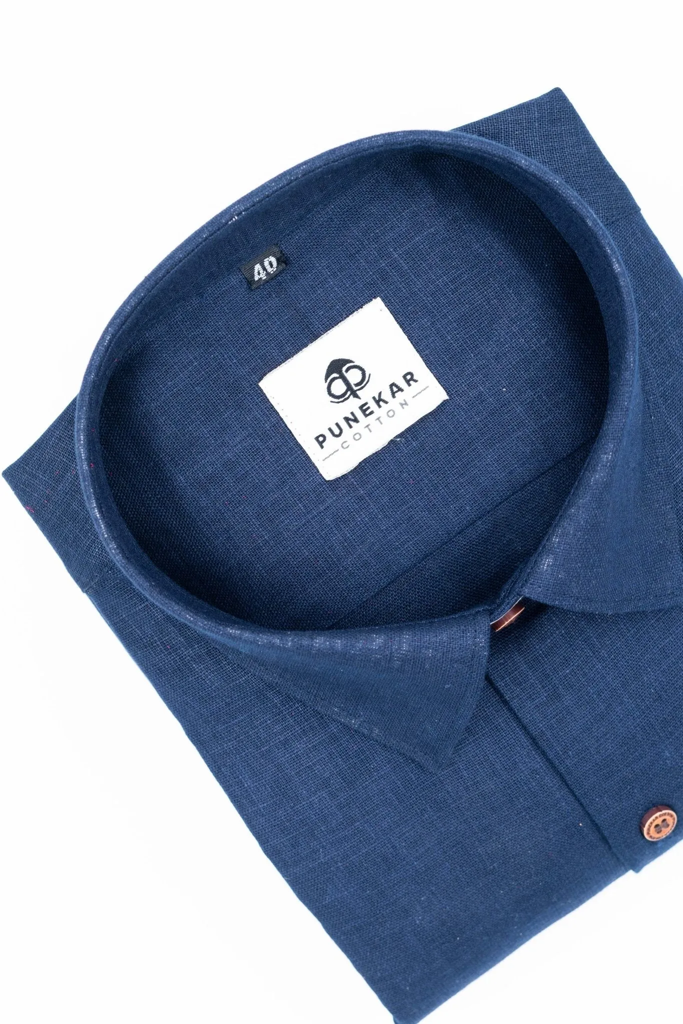 Navy Blue Color Linen Formal Shirts For Men