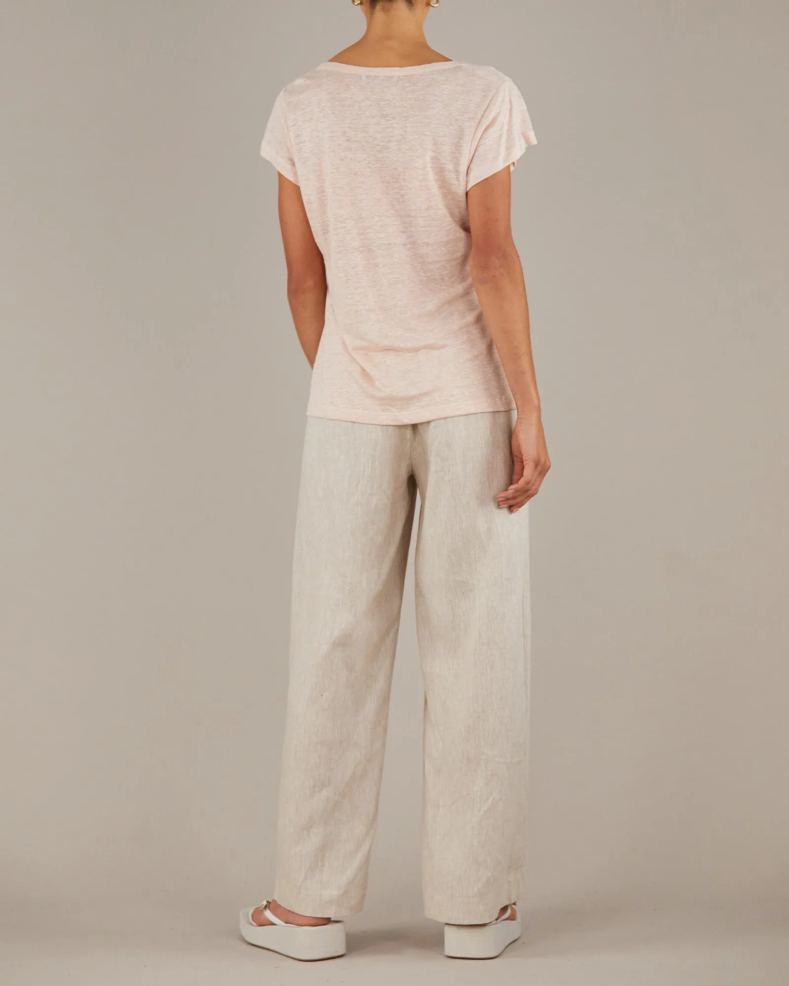 Newport Linen Jersey Tee - Baby Pink