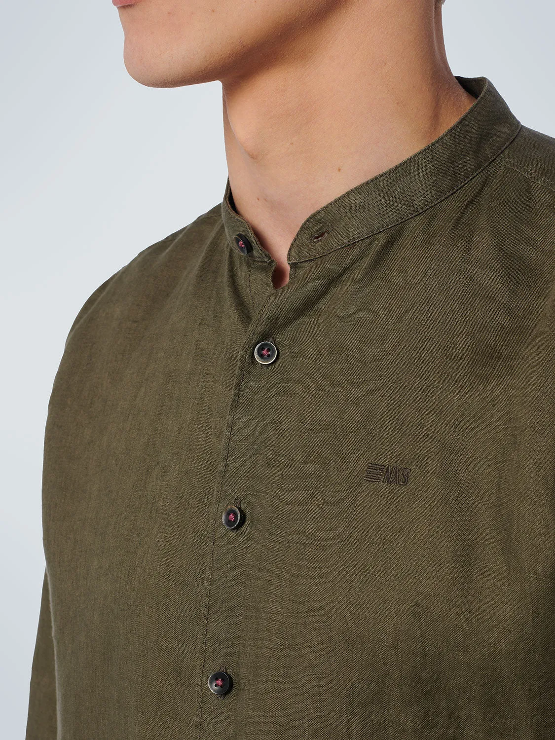 No Excess - Grandad Linen Shirt - White or Army Green