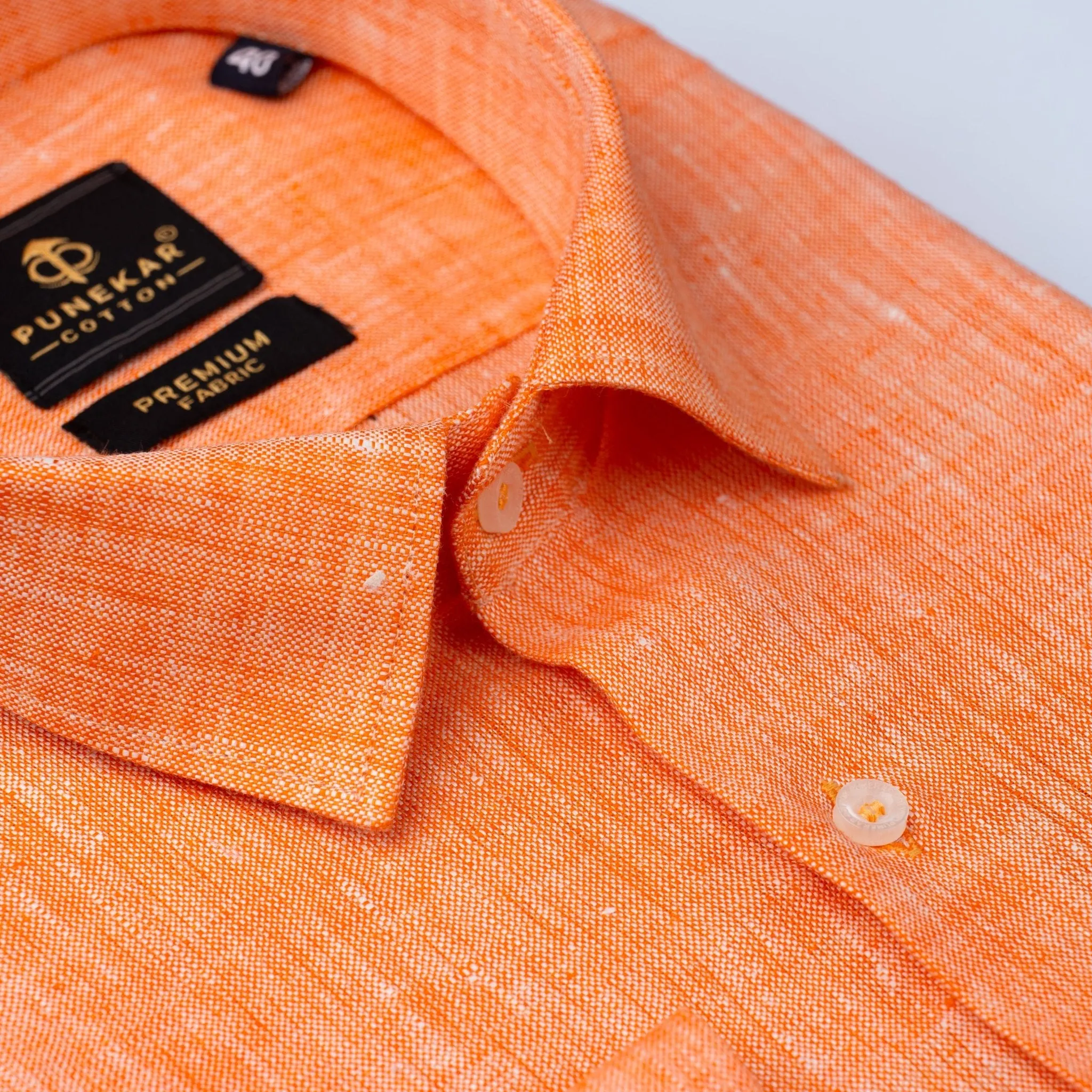 Orange Color Prime Linen Shirt For Men