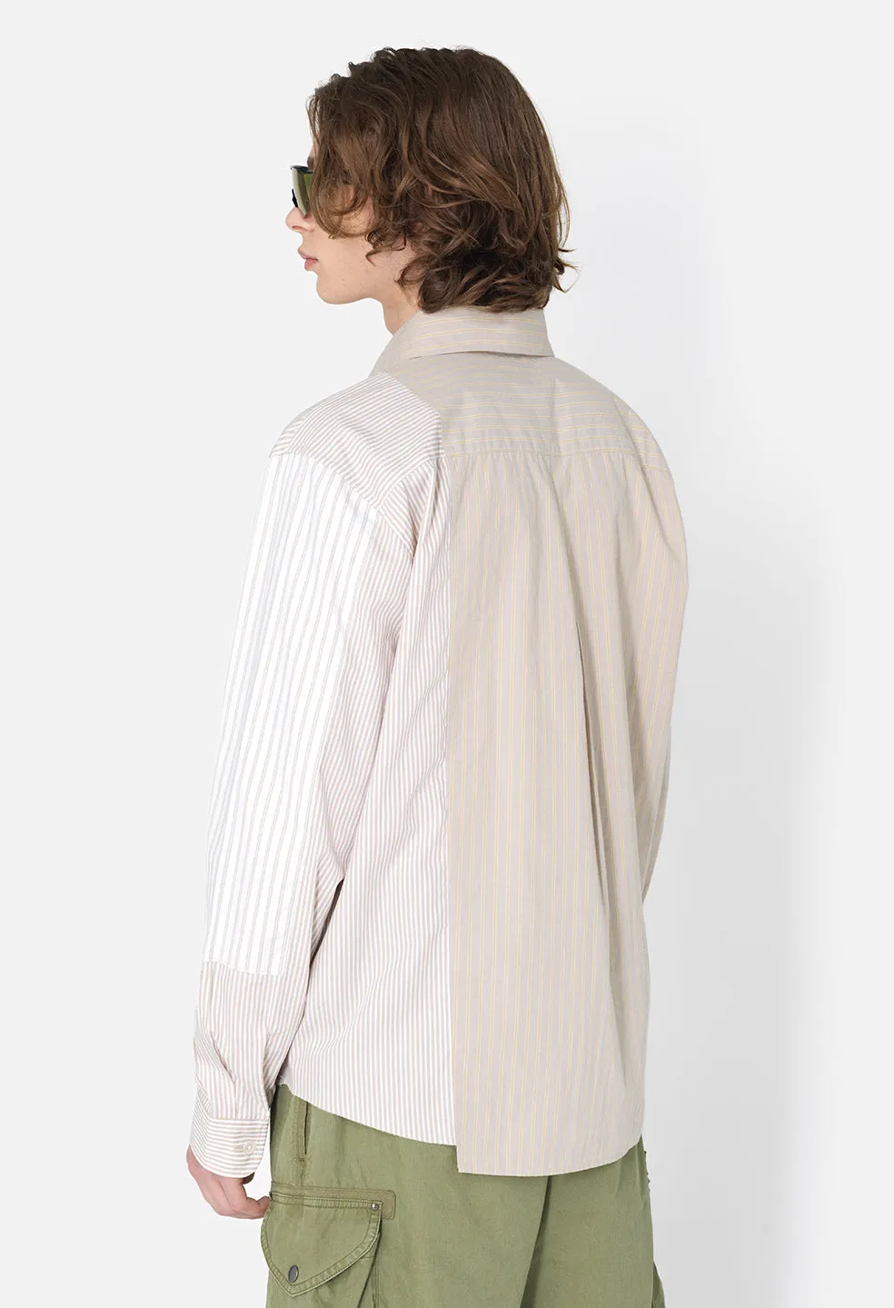 Paneled Button Up / Beige X White