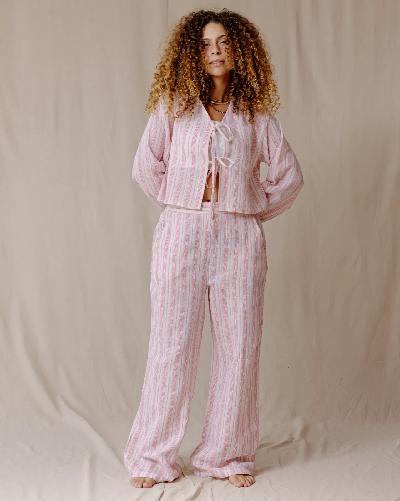 Pink Linea Linen Set