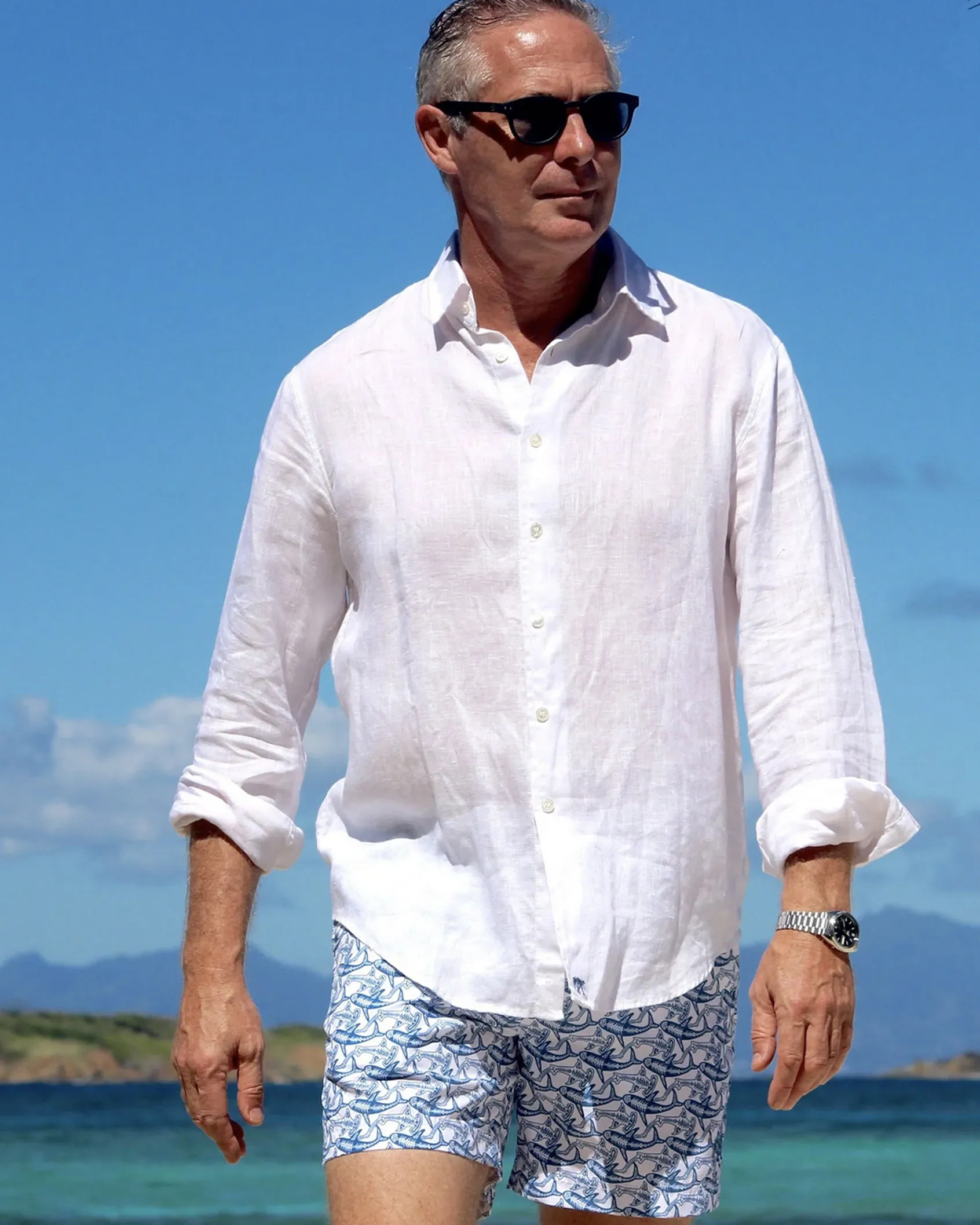 Pinkhouse Mustique White Linen Shirt