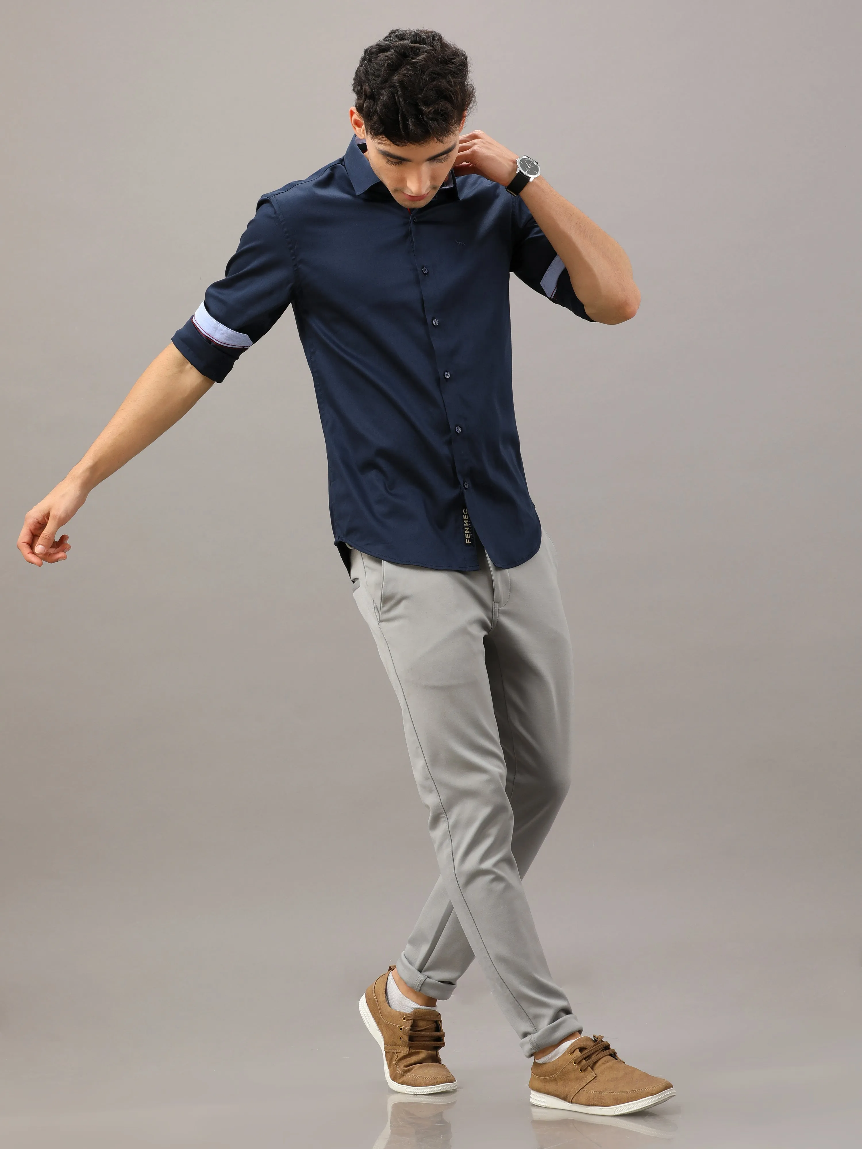 Plain Navy Blue Shirt Full Sleeve