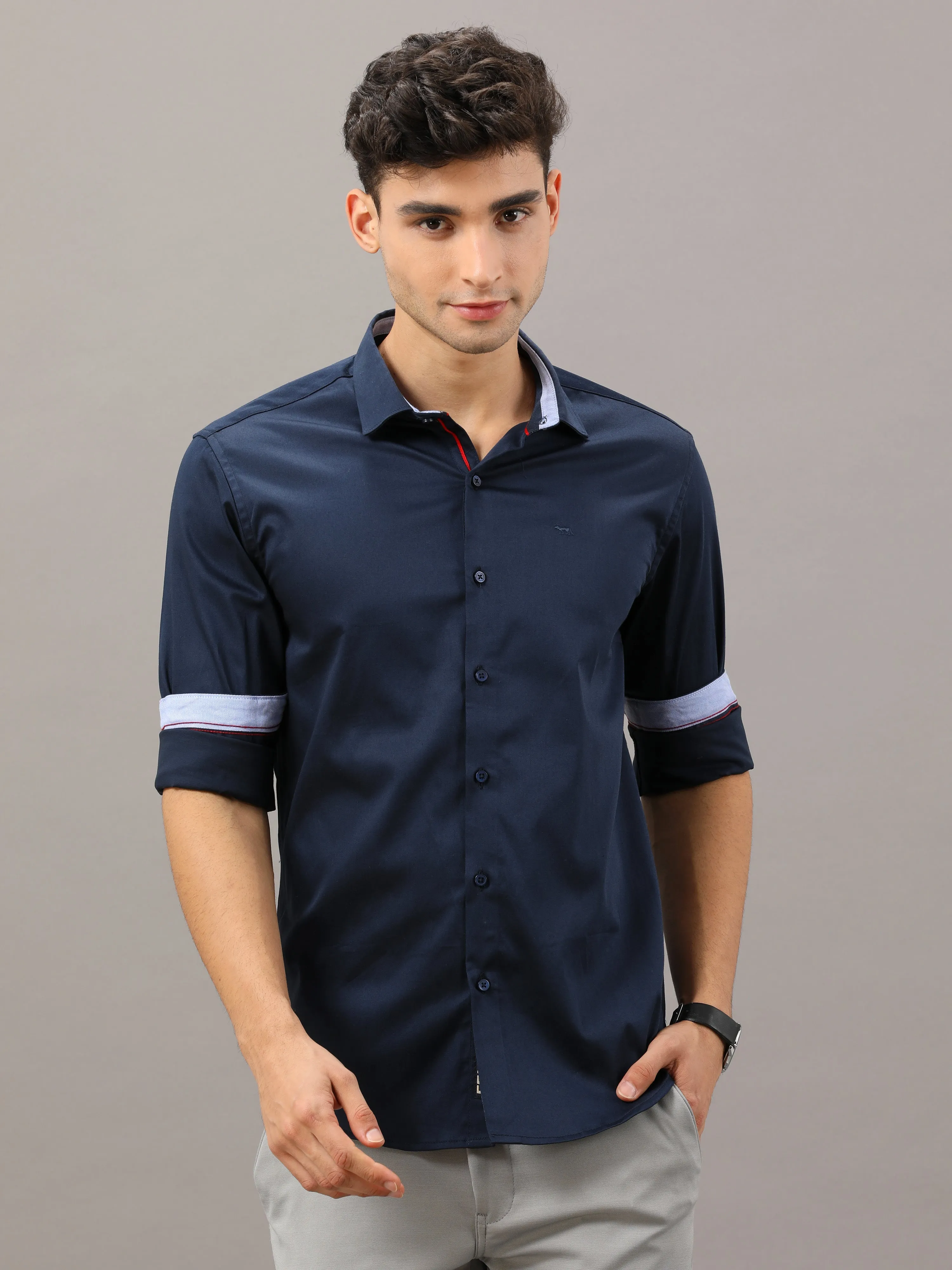 Plain Navy Blue Shirt Full Sleeve