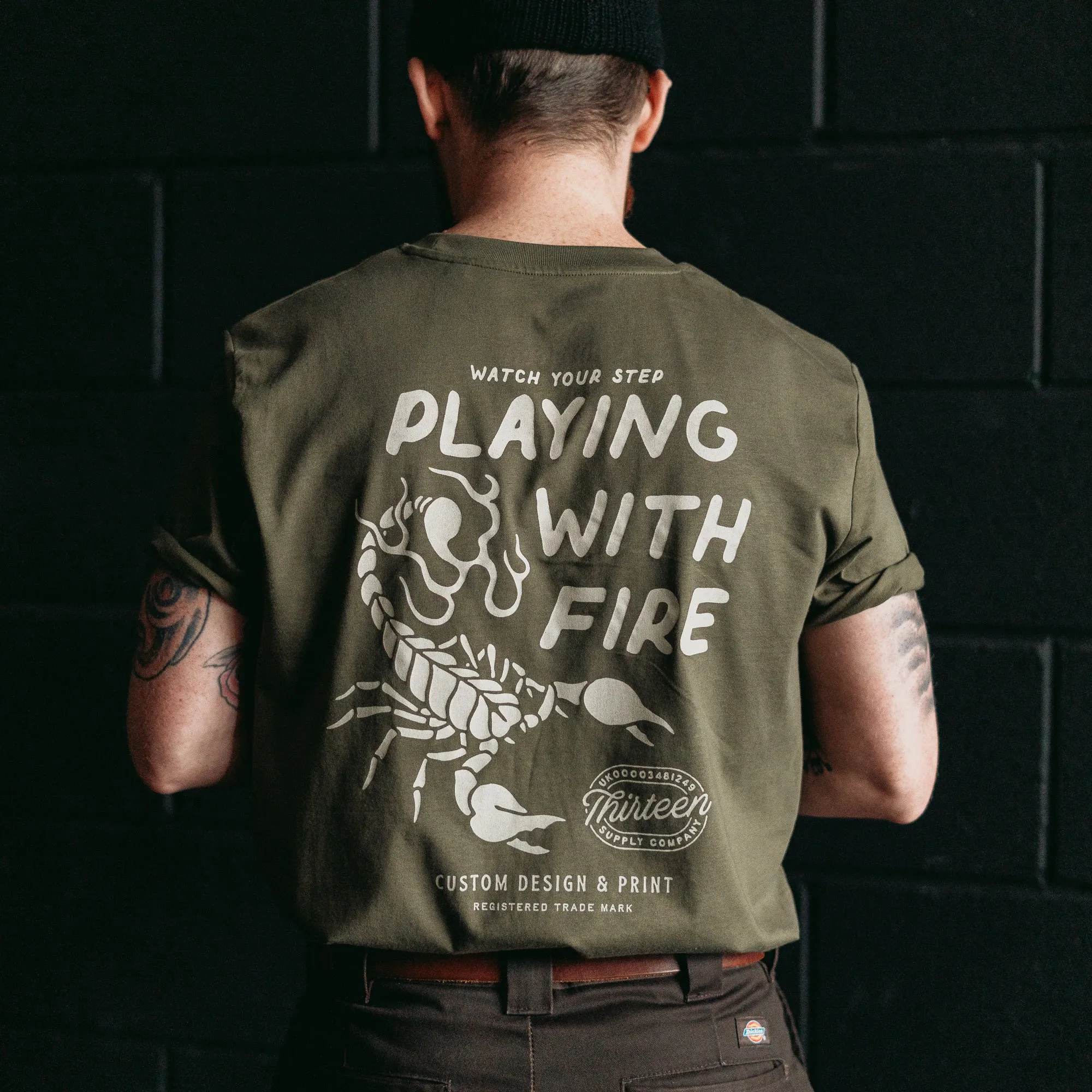 PLAYING WITH FIRE - KHAKI UNISEX T-SHIRT