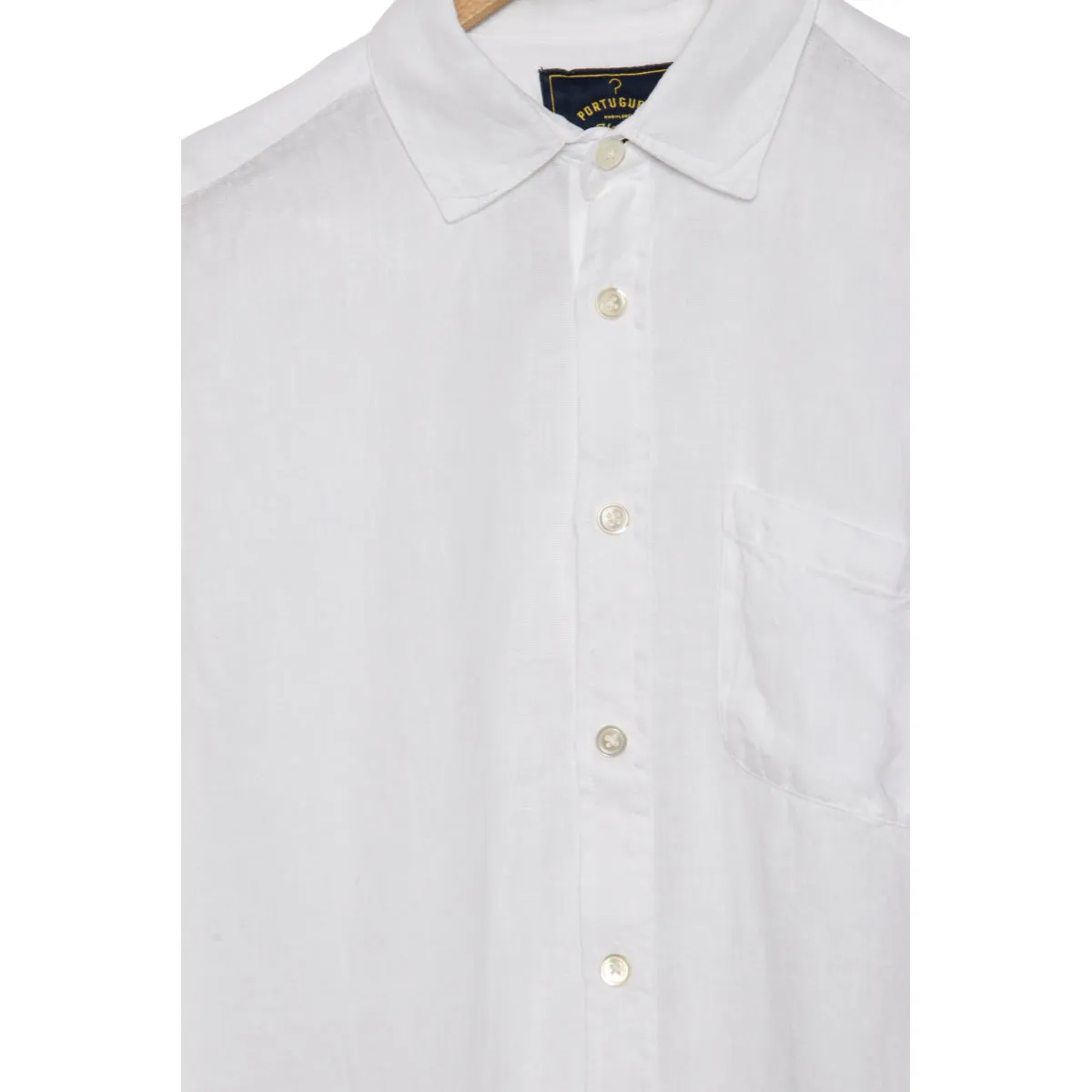 White Portuguese Flannel Linen Pocket Shirt - Mens Summer Fashion