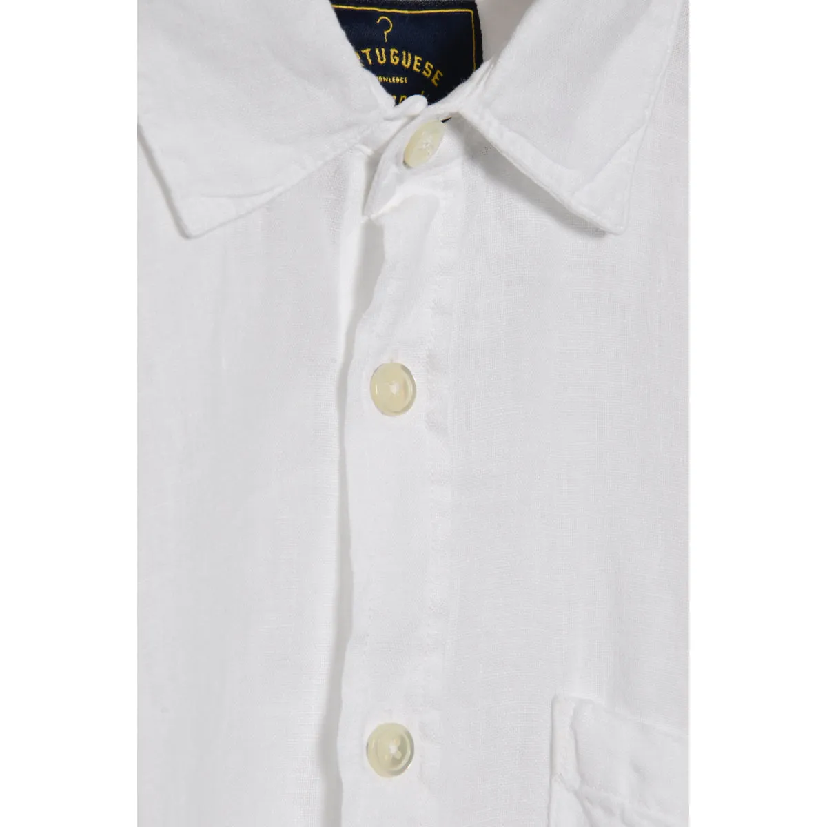 White Portuguese Flannel Linen Pocket Shirt - Mens Summer Fashion