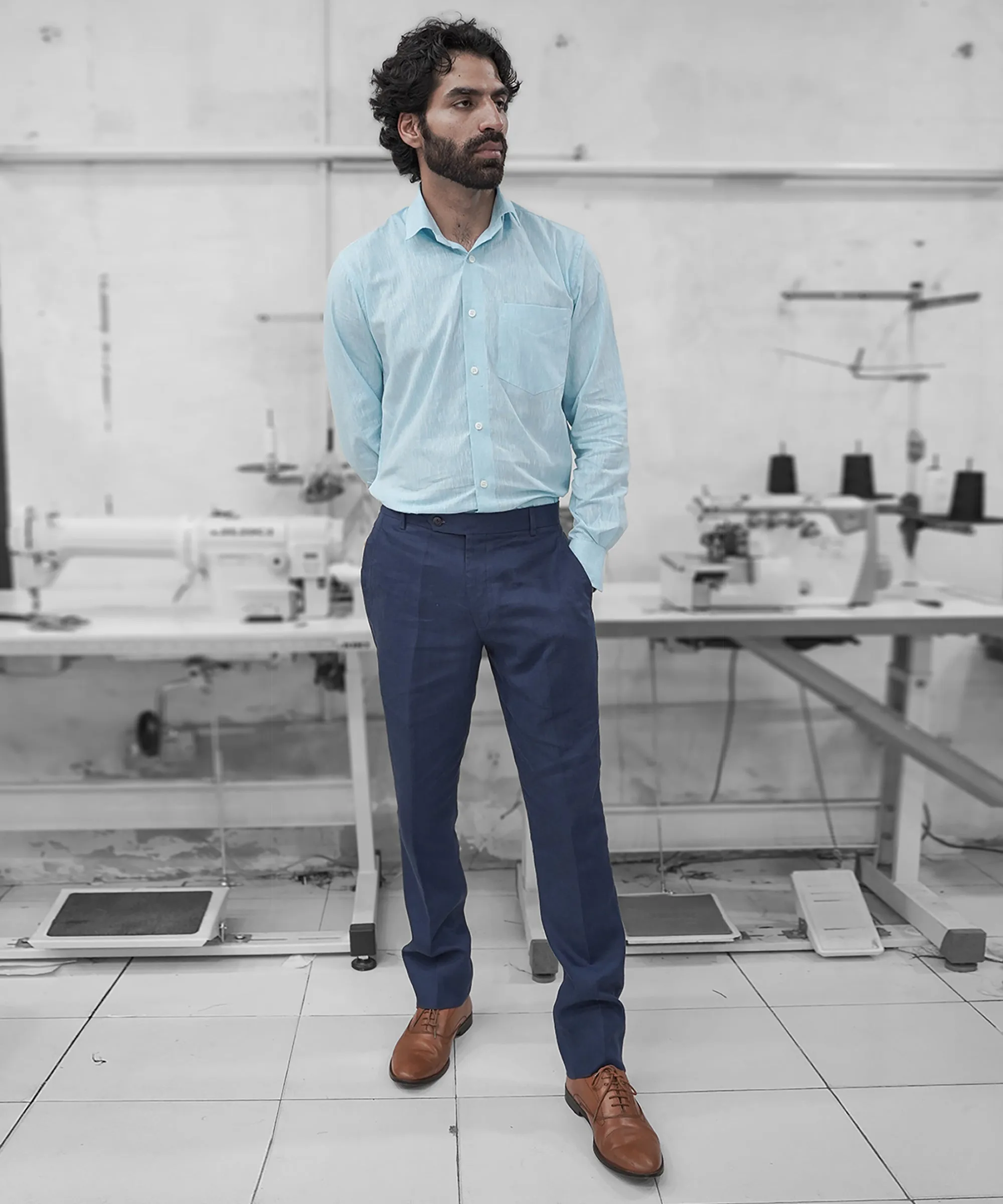 Powder Blue Premium Linen Shirt