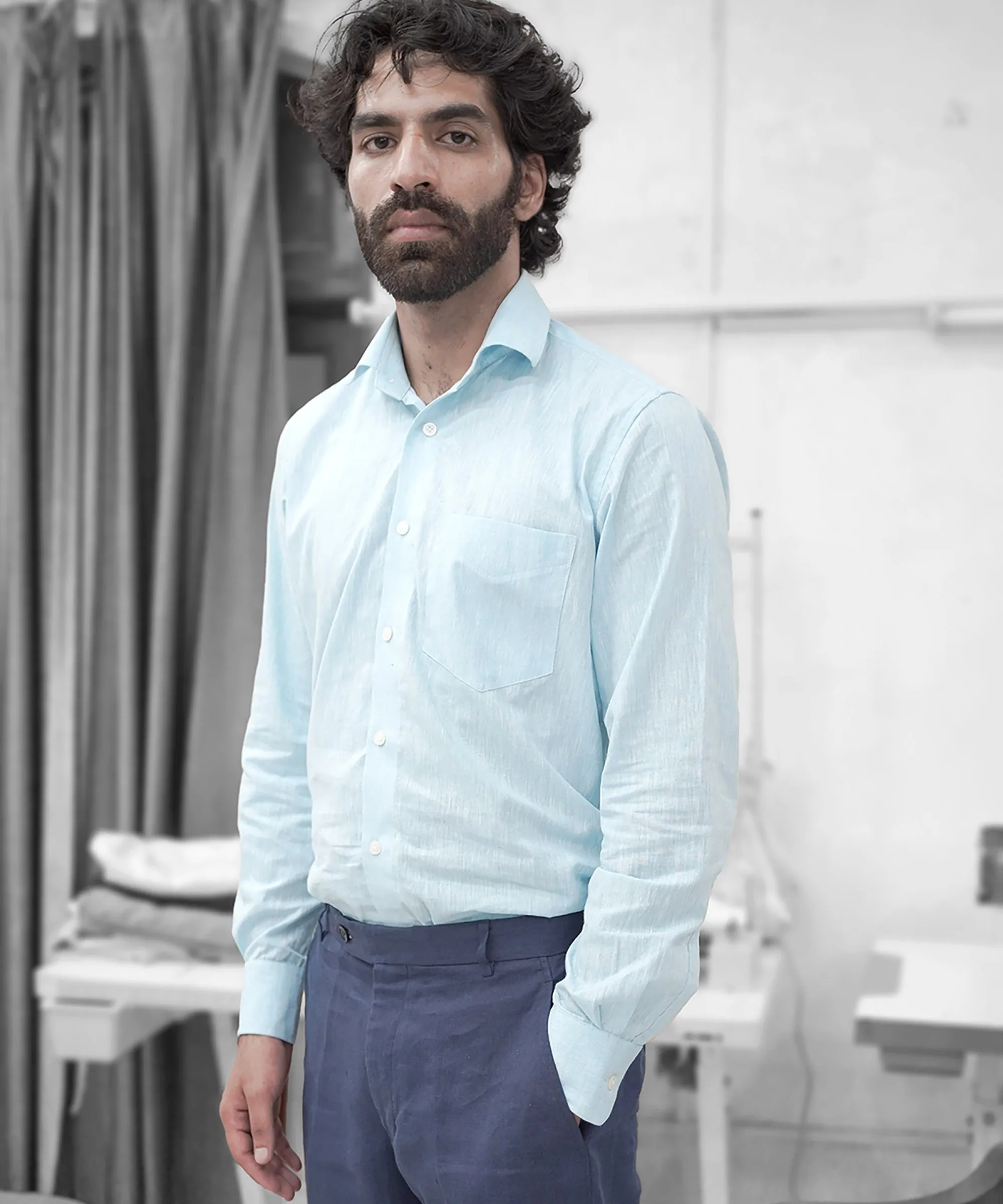 Powder Blue Premium Linen Shirt