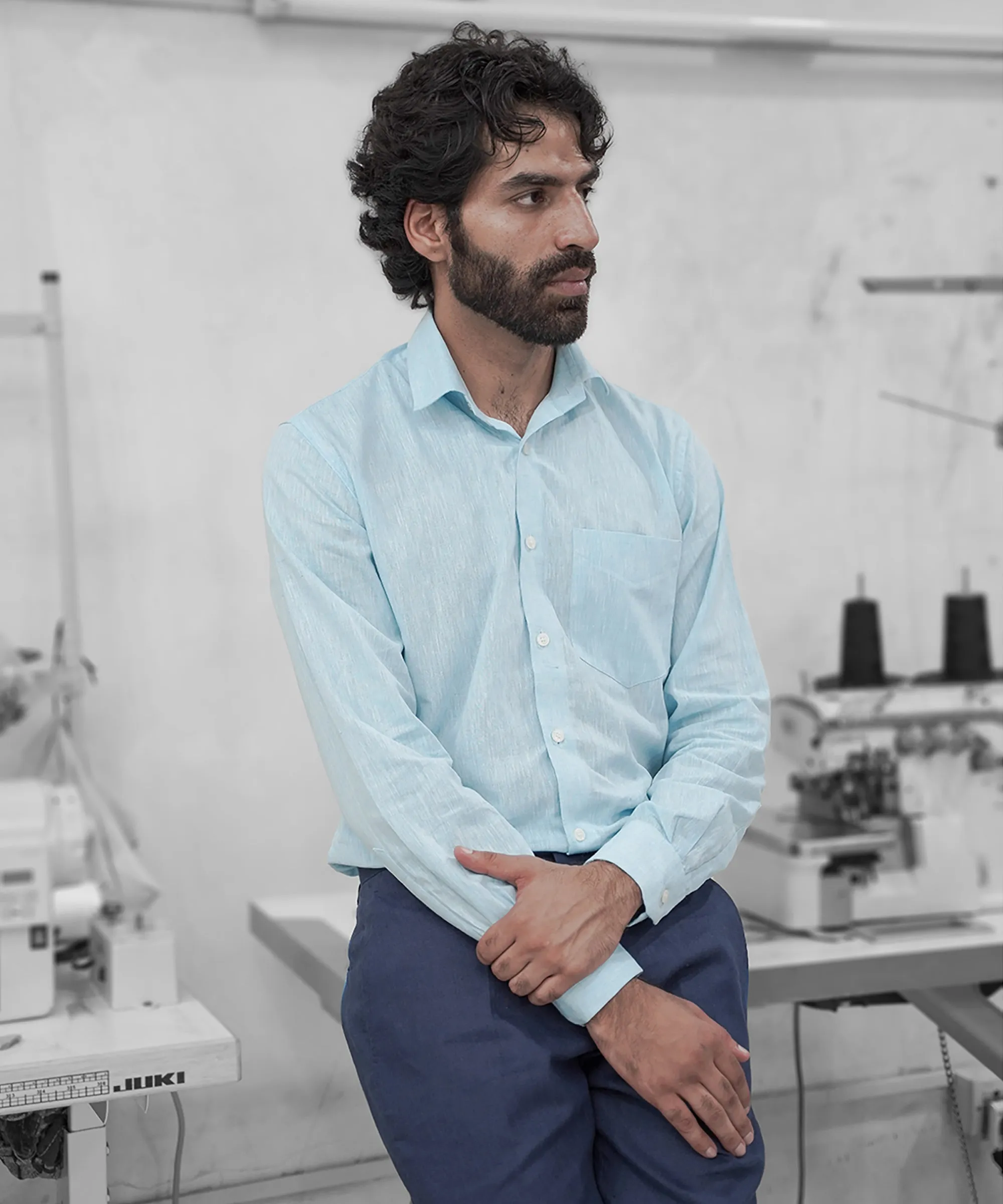 Powder Blue Premium Linen Shirt