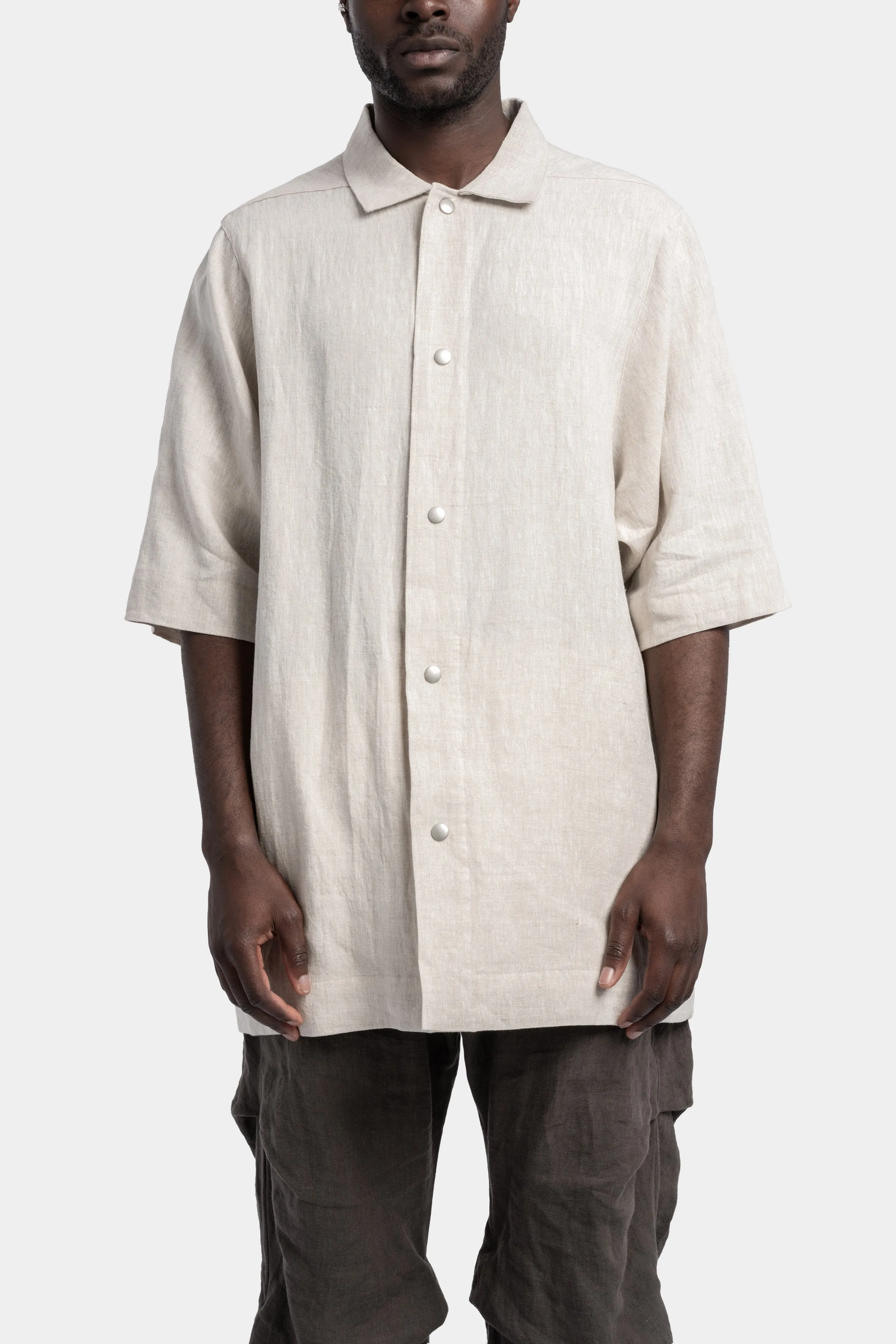 Relaxed linen short sleeve  shirt, Grey