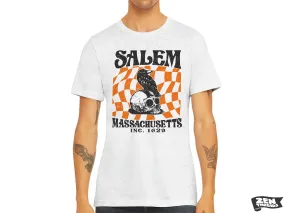 Salem Massachusetts Crow Skull T-Shirt - Vintage Halloween Top