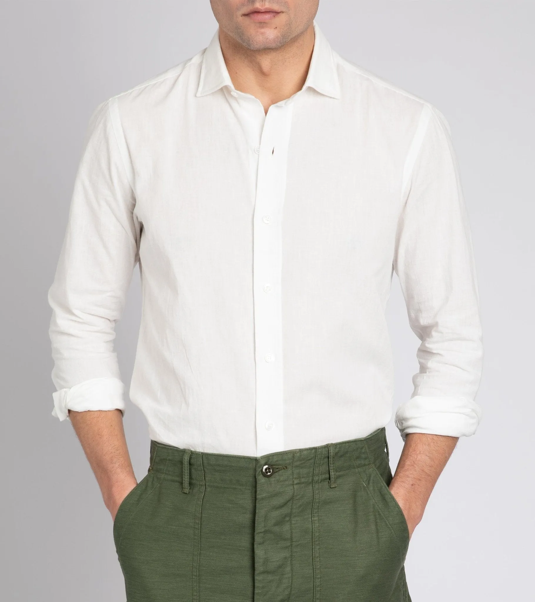 Salvatore Piccolo Cotton Linen Shirt: White