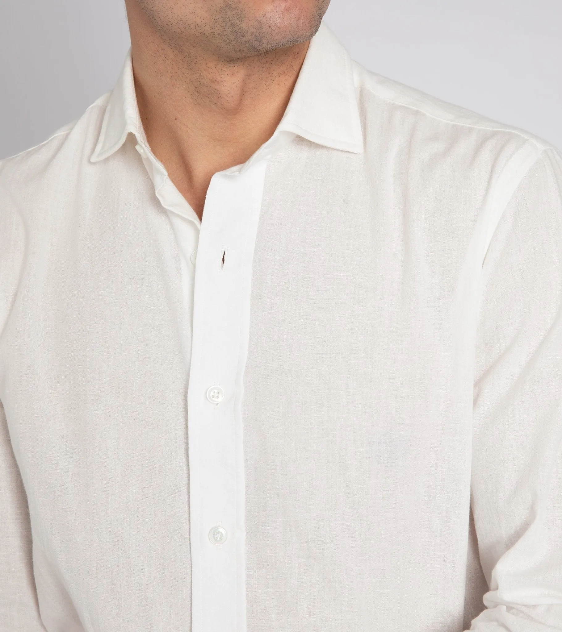 Salvatore Piccolo Cotton Linen Shirt: White