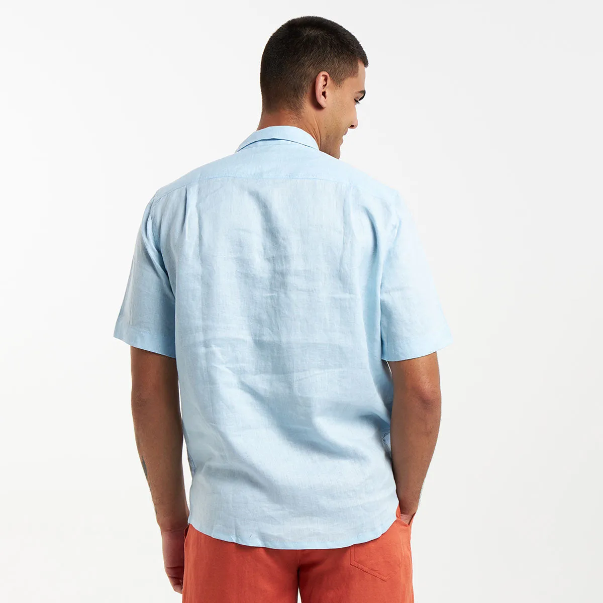 Short Sleeve Linen Shirt | Baby Blue