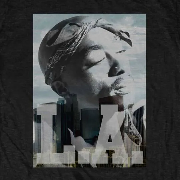 Tupac Shakur Kids Black T-Shirt - 2Pac L.A. Skyline