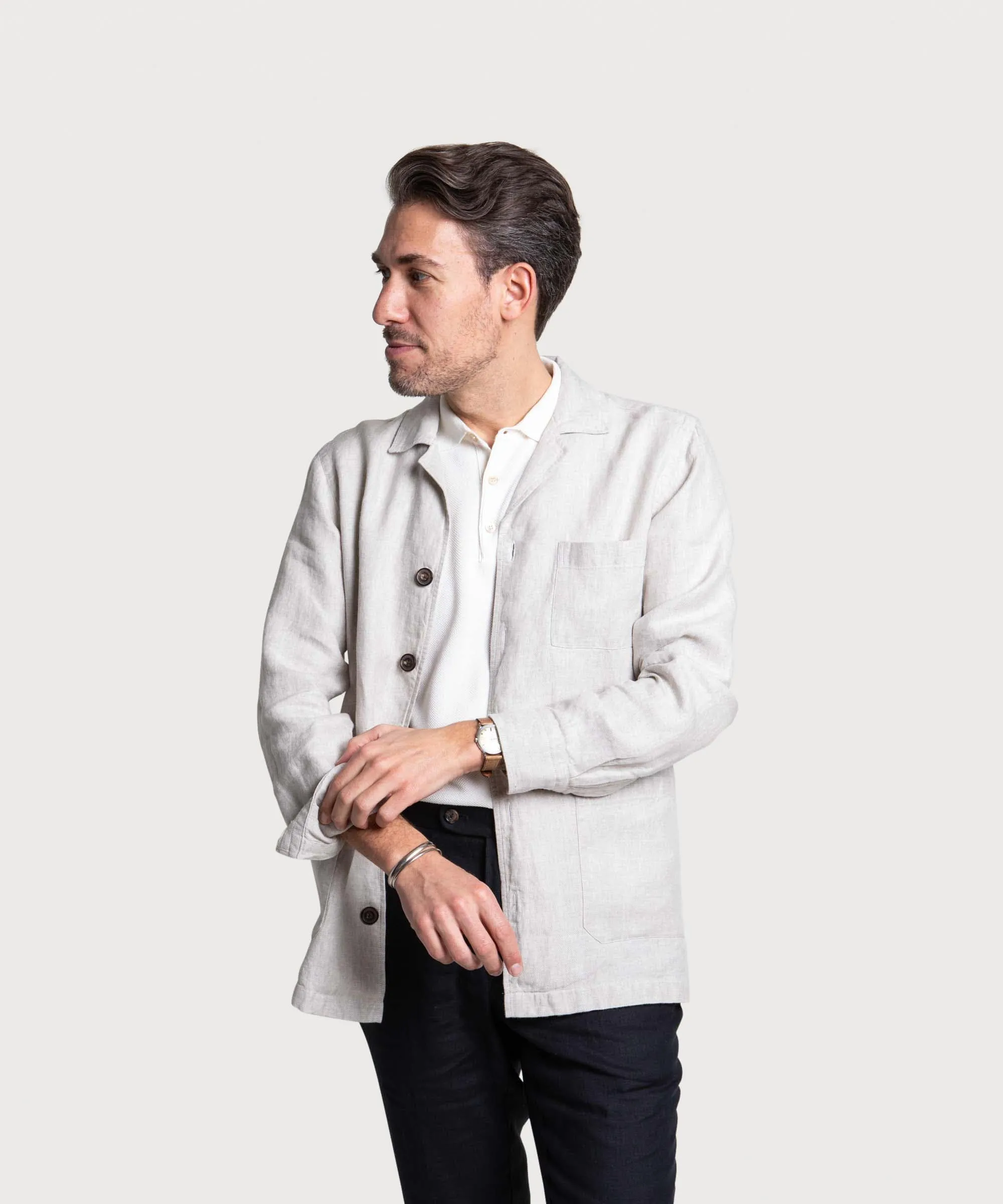 Twill Linen Shirt Jacket