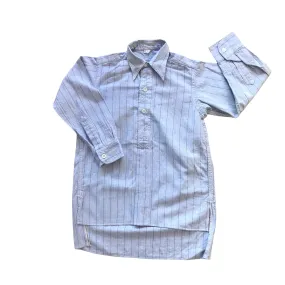 Vintage 1960's Blue Linen Striped Shirt  /  5-6Y