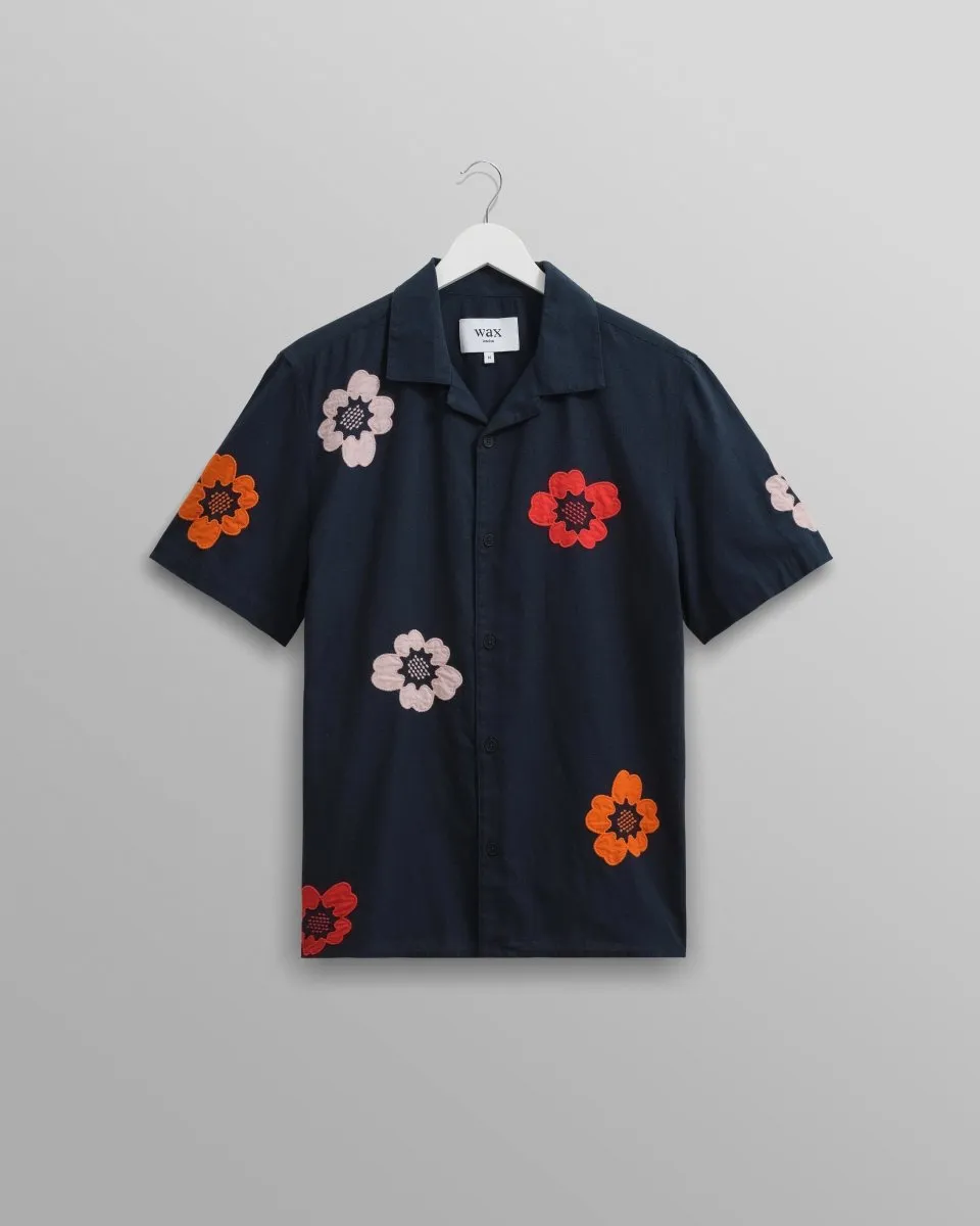 Wax L. DIDCOT SS SHIRT APPLIQUE FLORAL NAVY