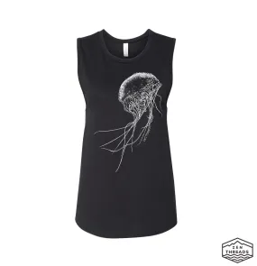 Womens JELLYFISH Muscle Tank workout fitness tee ocean lover jelly fish squid top t-shirt octopus beach wear apparel sea life