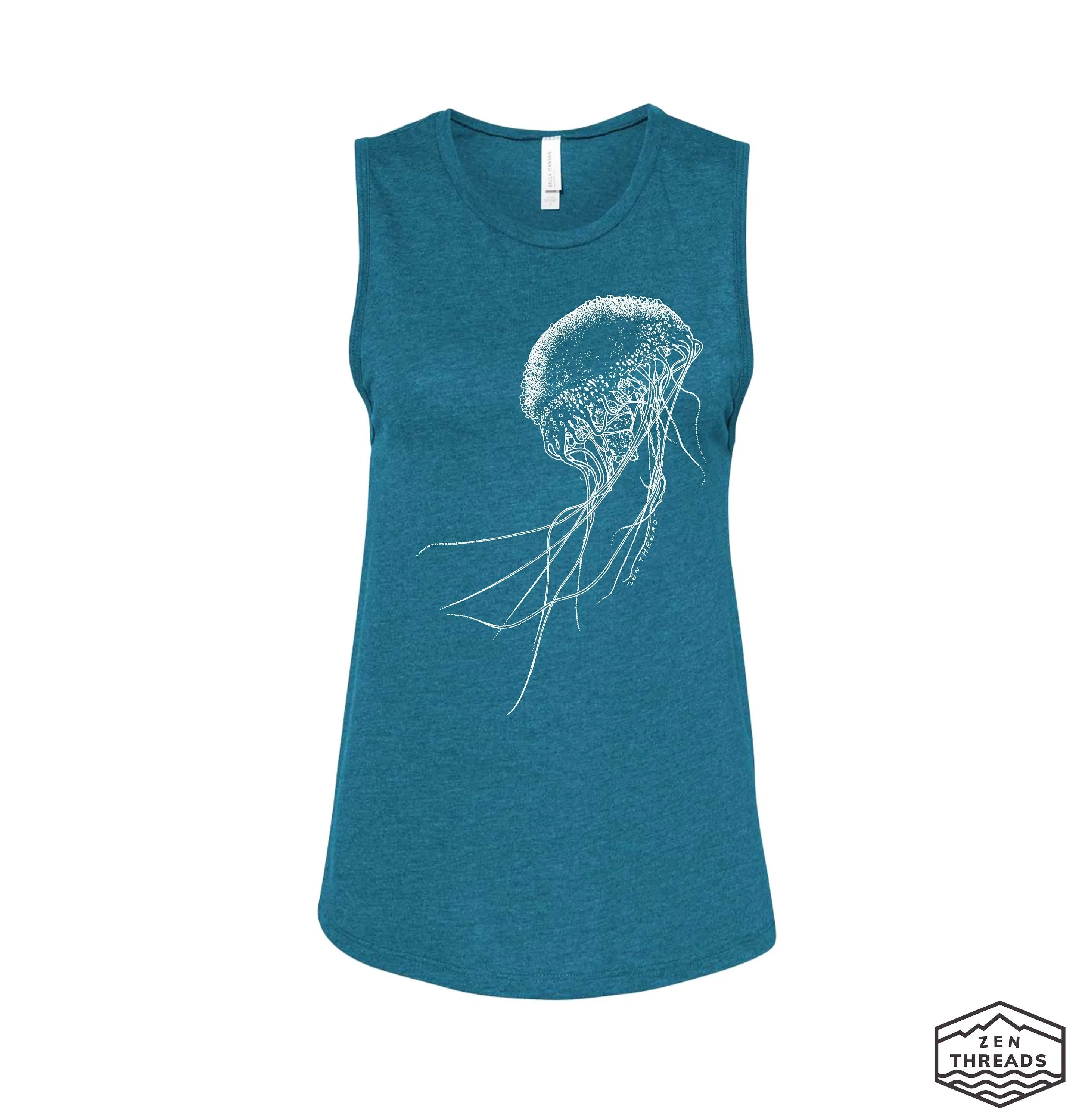 Womens JELLYFISH Muscle Tank workout fitness tee ocean lover jelly fish squid top t-shirt octopus beach wear apparel sea life