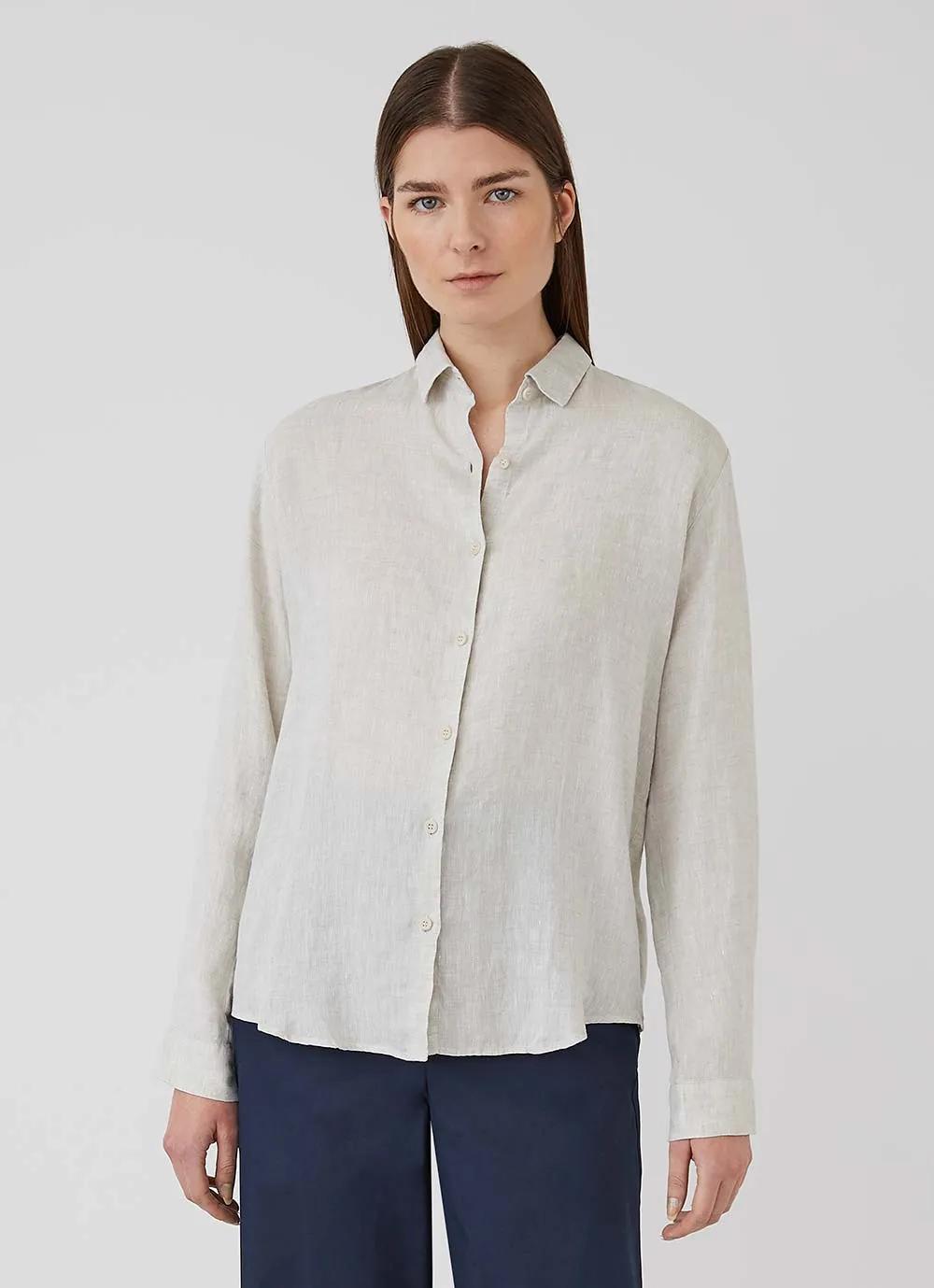 Women's Linen Shirt in Oatmeal Melange