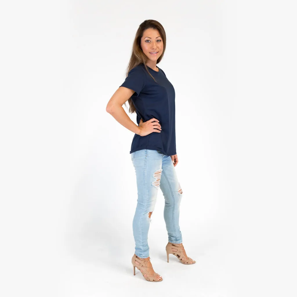 Women's Organic Crew Neck T-shirt Navy