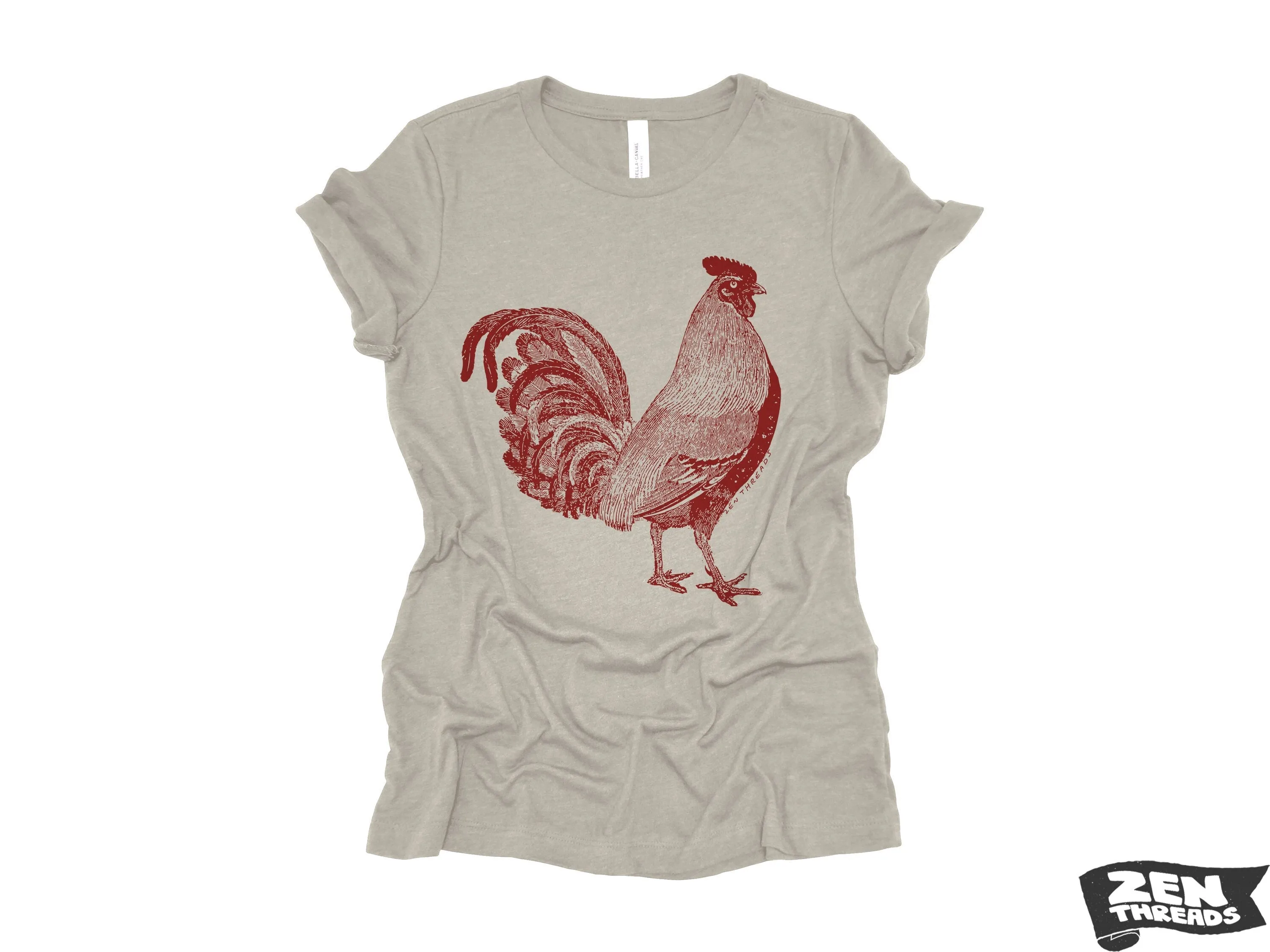 Womens ROOSTER Relaxed Fit T Shirt farm bird hen country tee (  Colors Available) custom ladies boyfriend crew shirt farmer