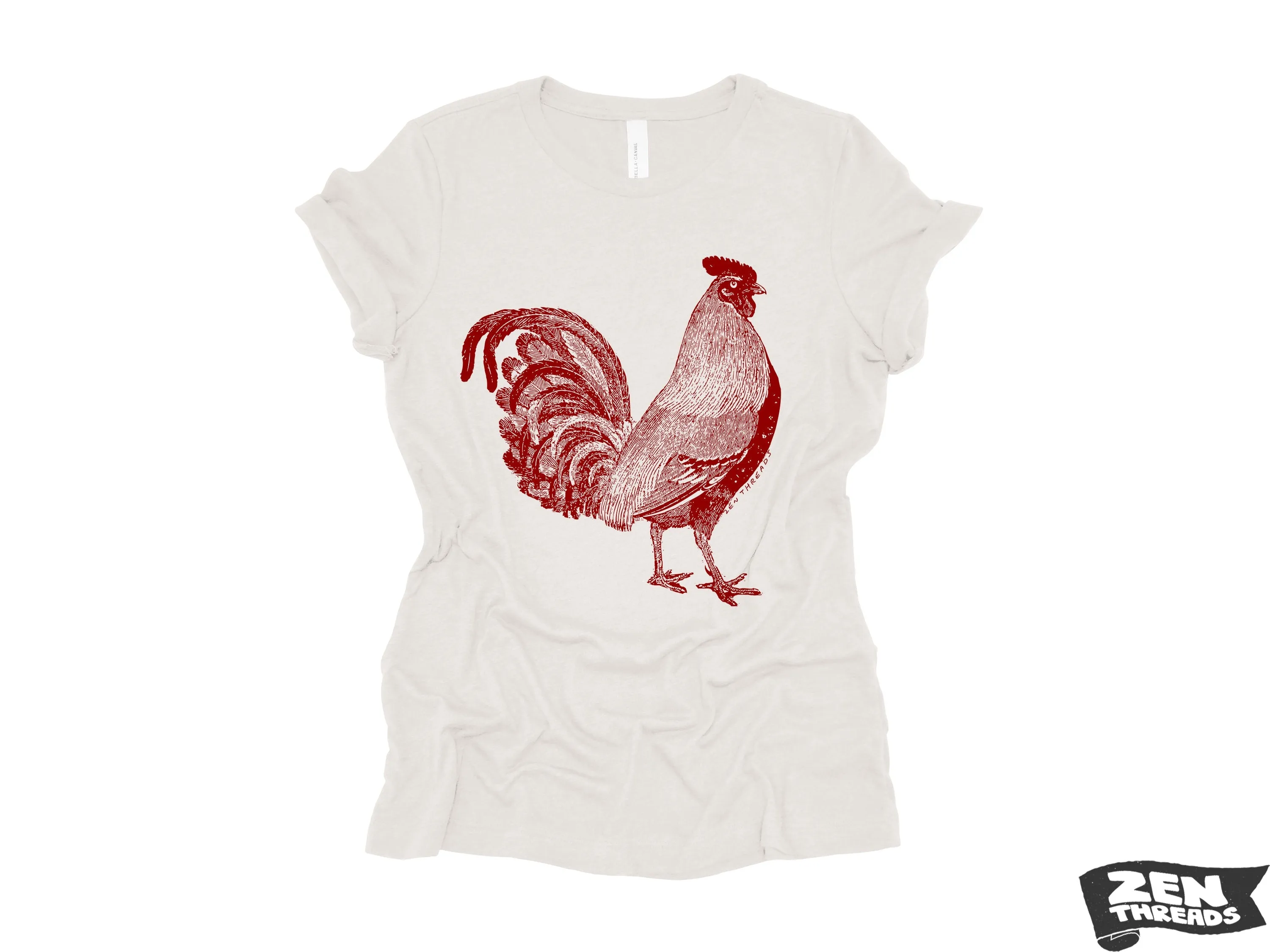 Womens ROOSTER Relaxed Fit T Shirt farm bird hen country tee (  Colors Available) custom ladies boyfriend crew shirt farmer