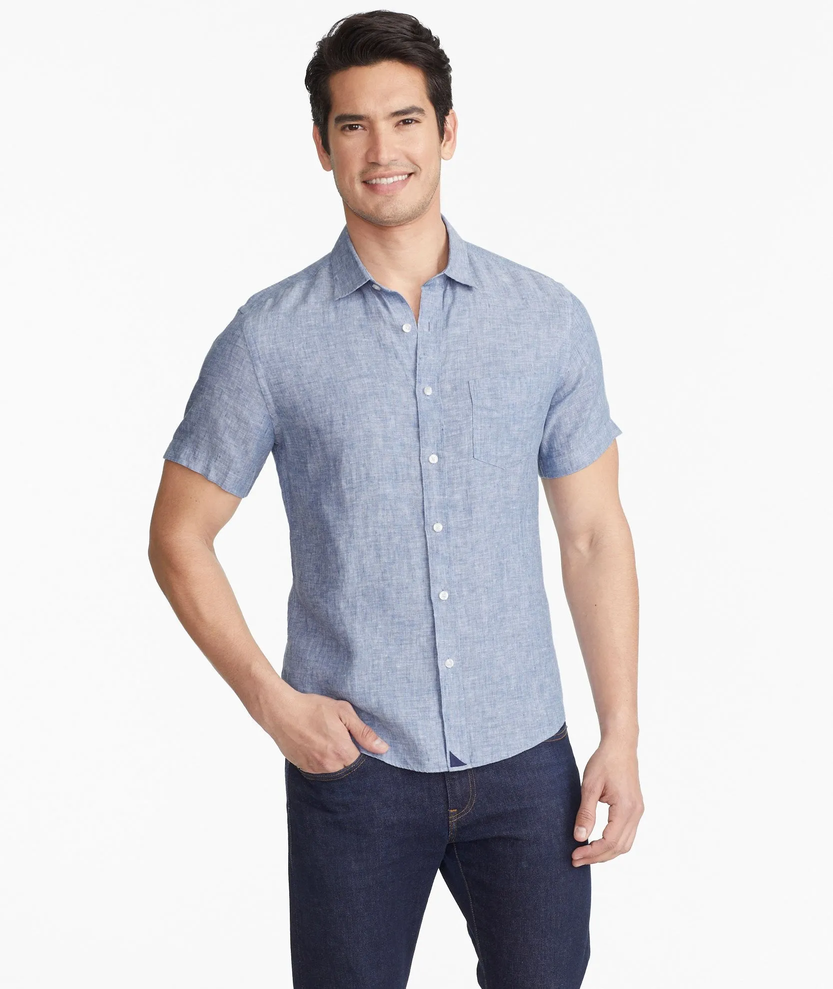 Wrinkle-Resistant Short-Sleeve Linen Valente Shirt - FINAL SALE