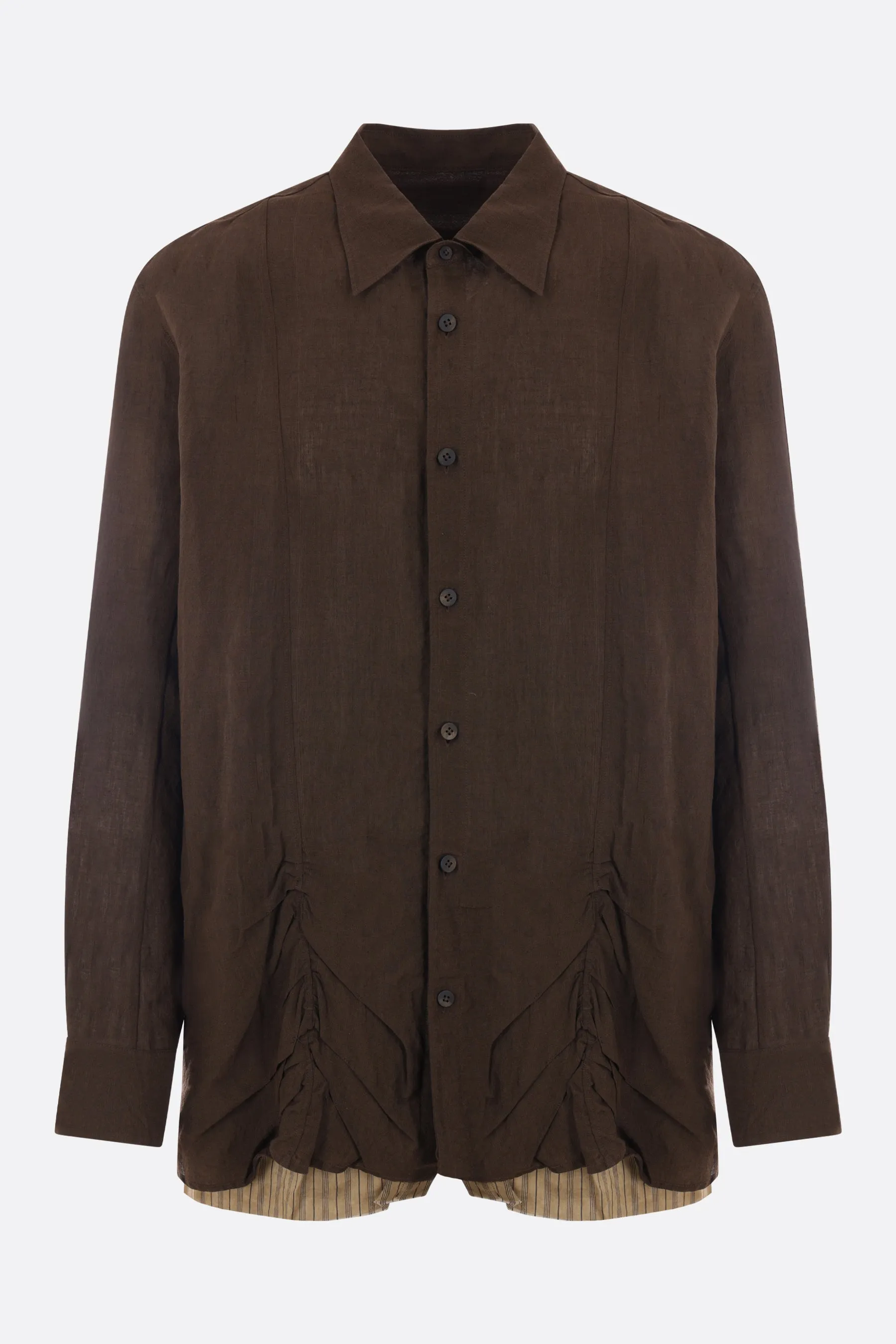 wrinkled linen shirt with striped hem