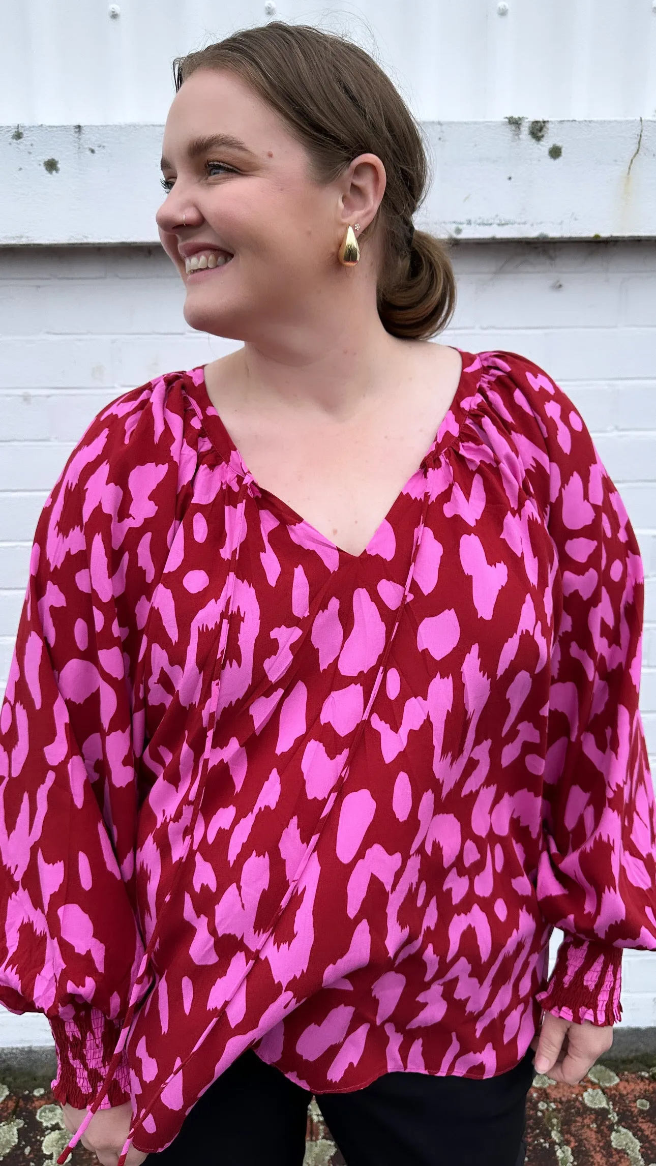 Zoe Blouse - Red & Pink