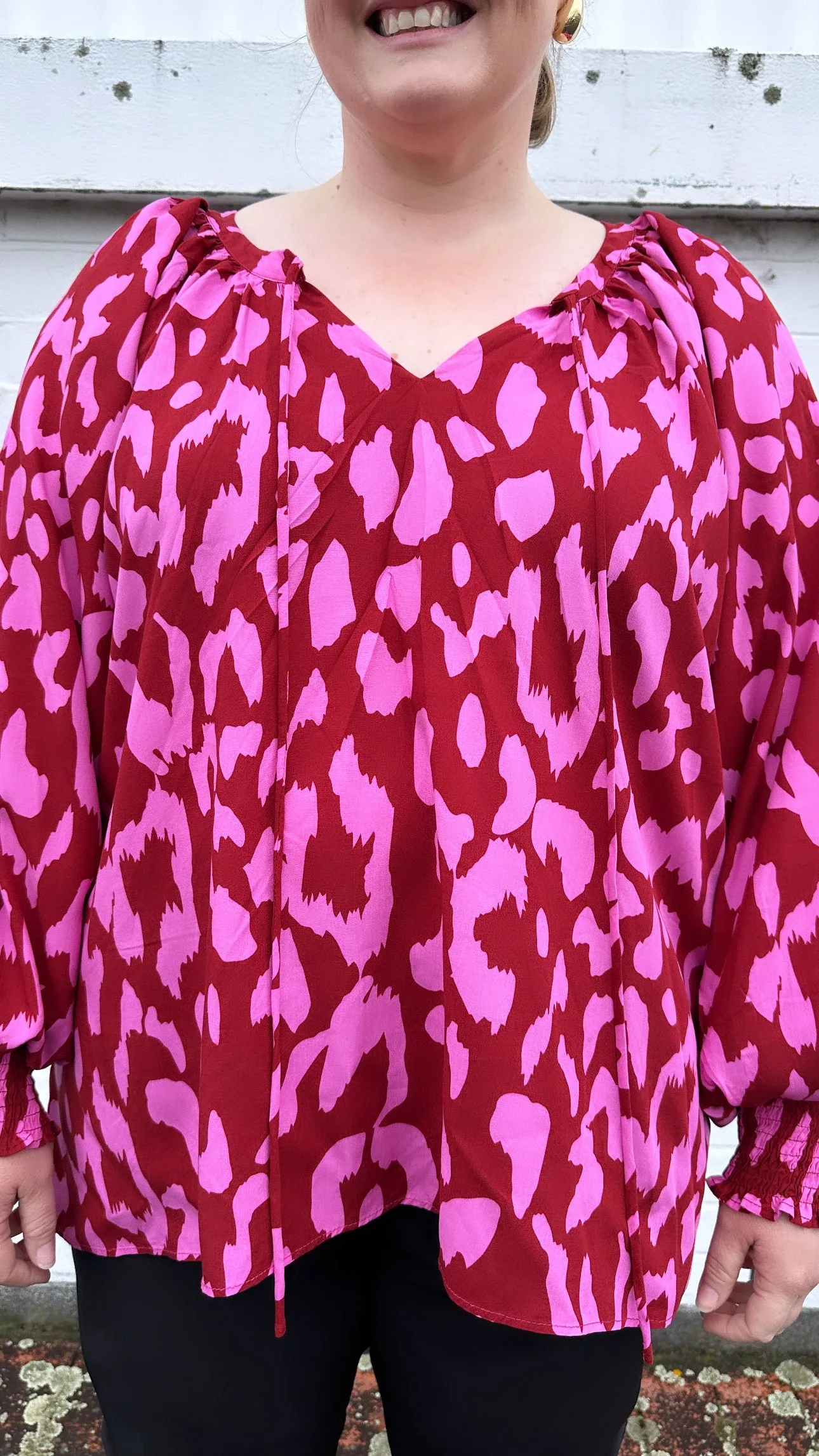 Zoe Blouse - Red & Pink